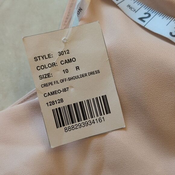 NWT Dessy Collection Off-Shoulder Light Pink Maxi Dress 3012 Cross Back Size 10 - Picture 9 of 15